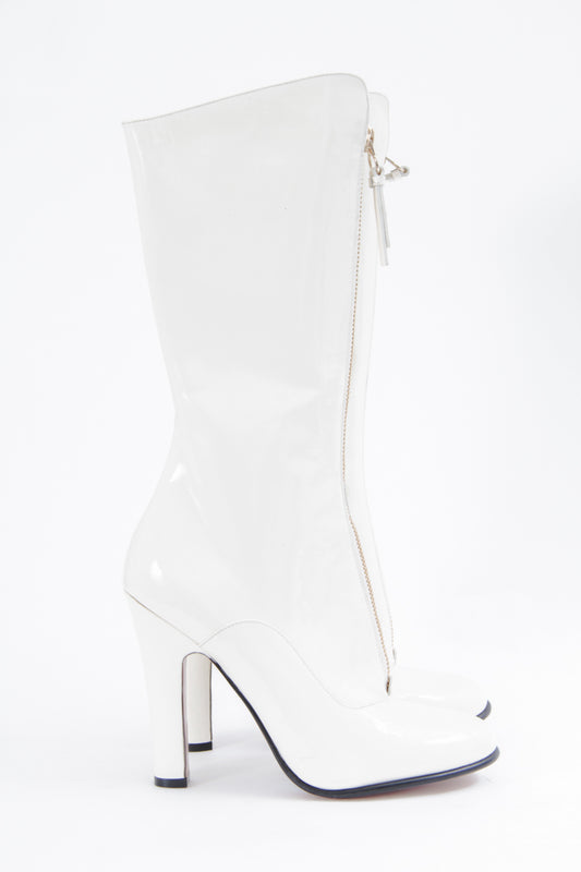 PATENT ZIP BOOT WITH TAGS