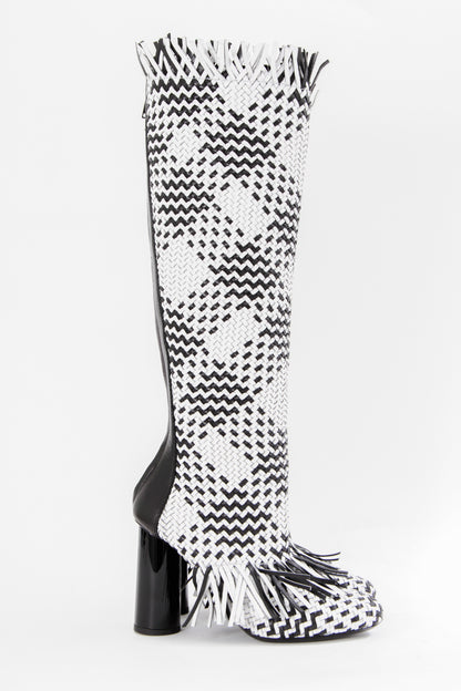 WOVEN KNEE HIGH BOOT WITH TAGS