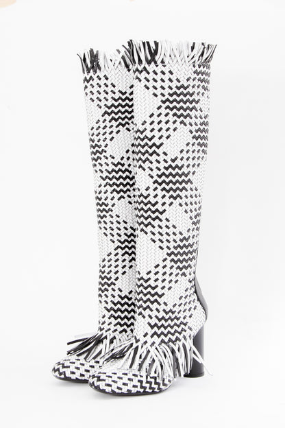 WOVEN KNEE HIGH BOOT WITH TAGS