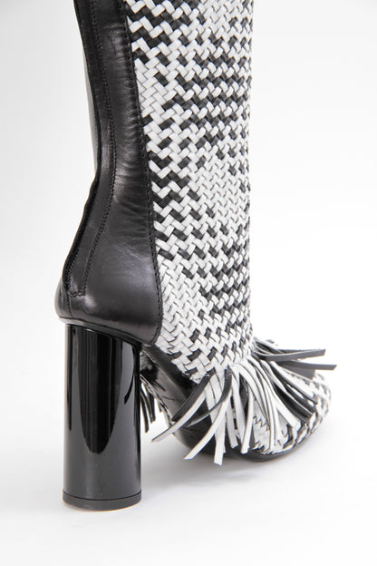 WOVEN KNEE HIGH BOOT WITH TAGS
