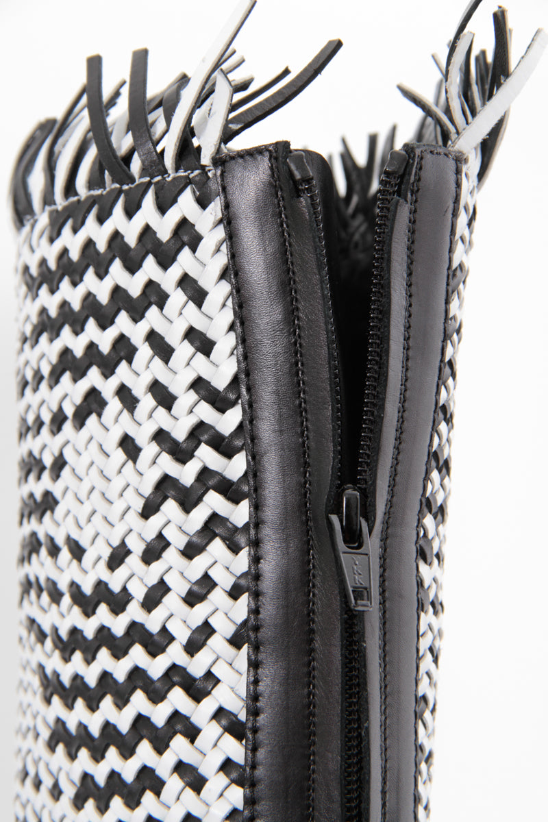 WOVEN KNEE HIGH BOOT WITH TAGS