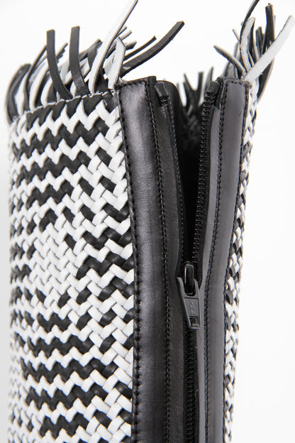 WOVEN KNEE HIGH BOOT WITH TAGS
