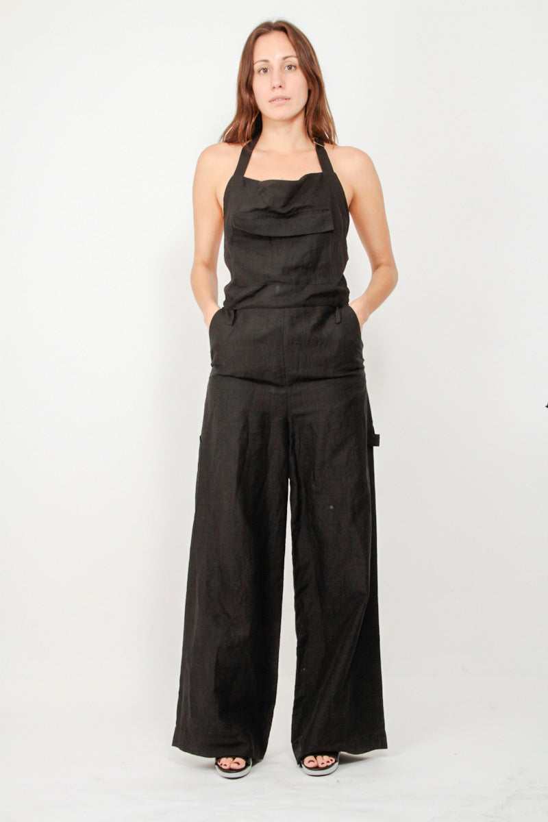 LINEN HALTER JUMPSUIT