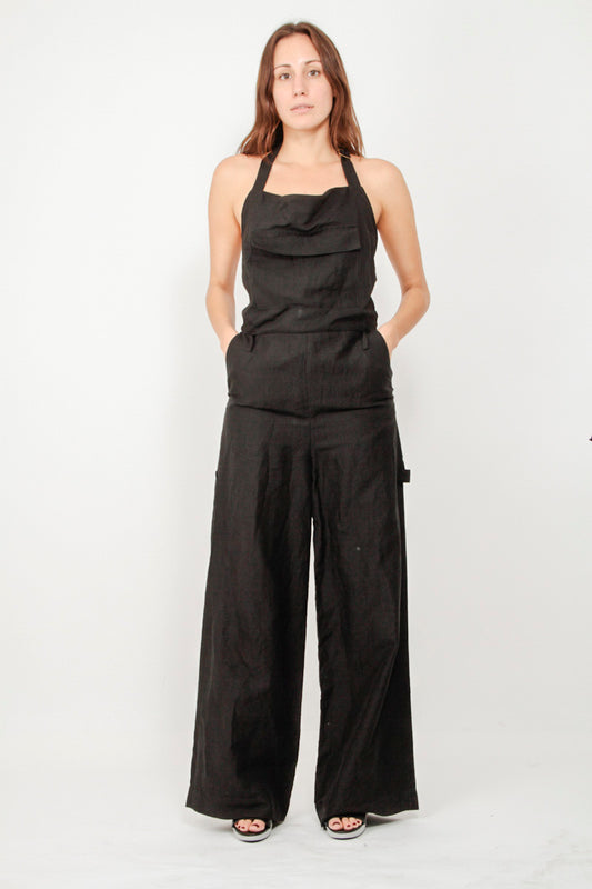 LINEN HALTER JUMPSUIT