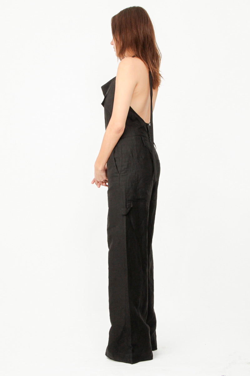 LINEN HALTER JUMPSUIT