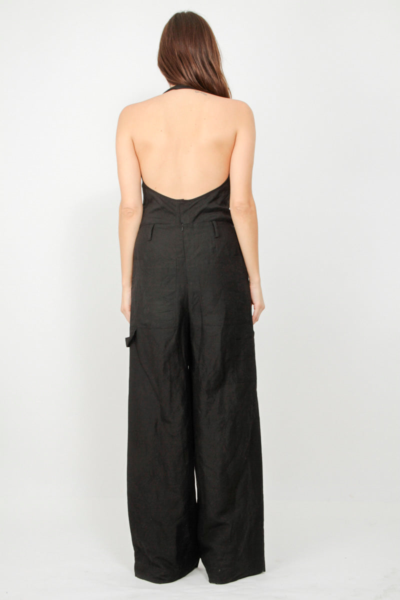 LINEN HALTER JUMPSUIT