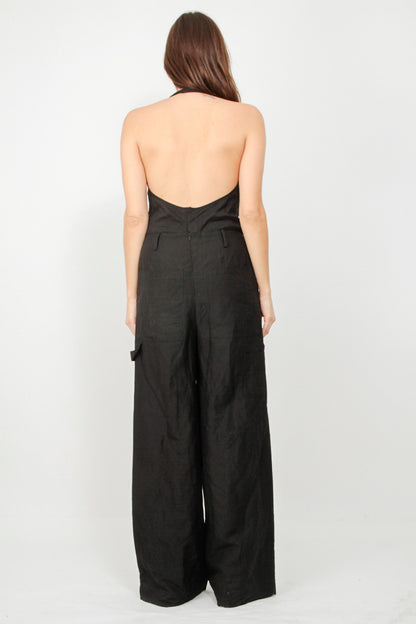 LINEN HALTER JUMPSUIT
