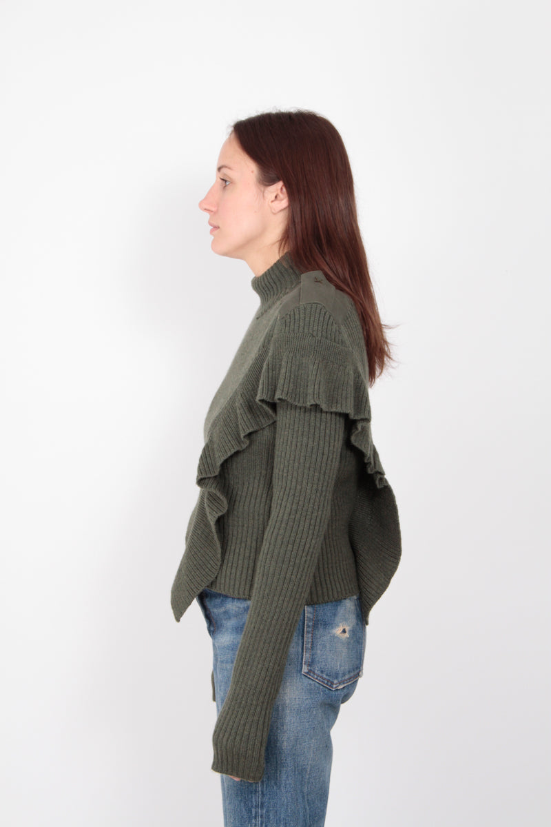 RUFFLE RIBBED SWEATER