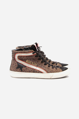 GOLDEN GOOSE May Suede Leather Pony CalfHair Animal Print White Black Sneaker 39