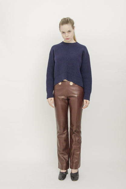 LEATHER GROMMET PANTS