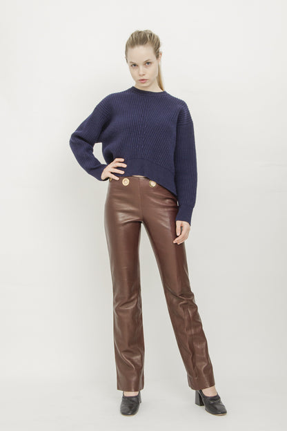 LEATHER GROMMET PANTS