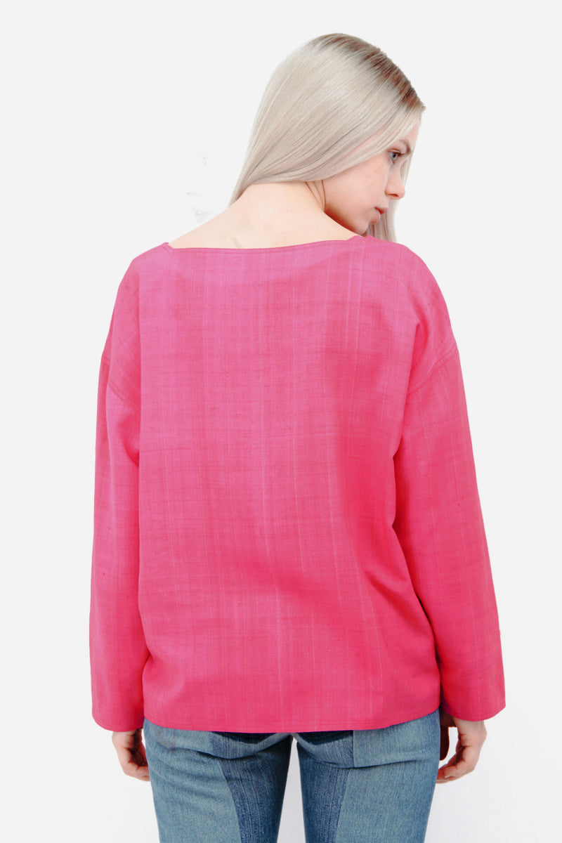 HOT PINK SILK BLOUSE
