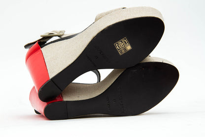 CANVAS PATENT WEDGES