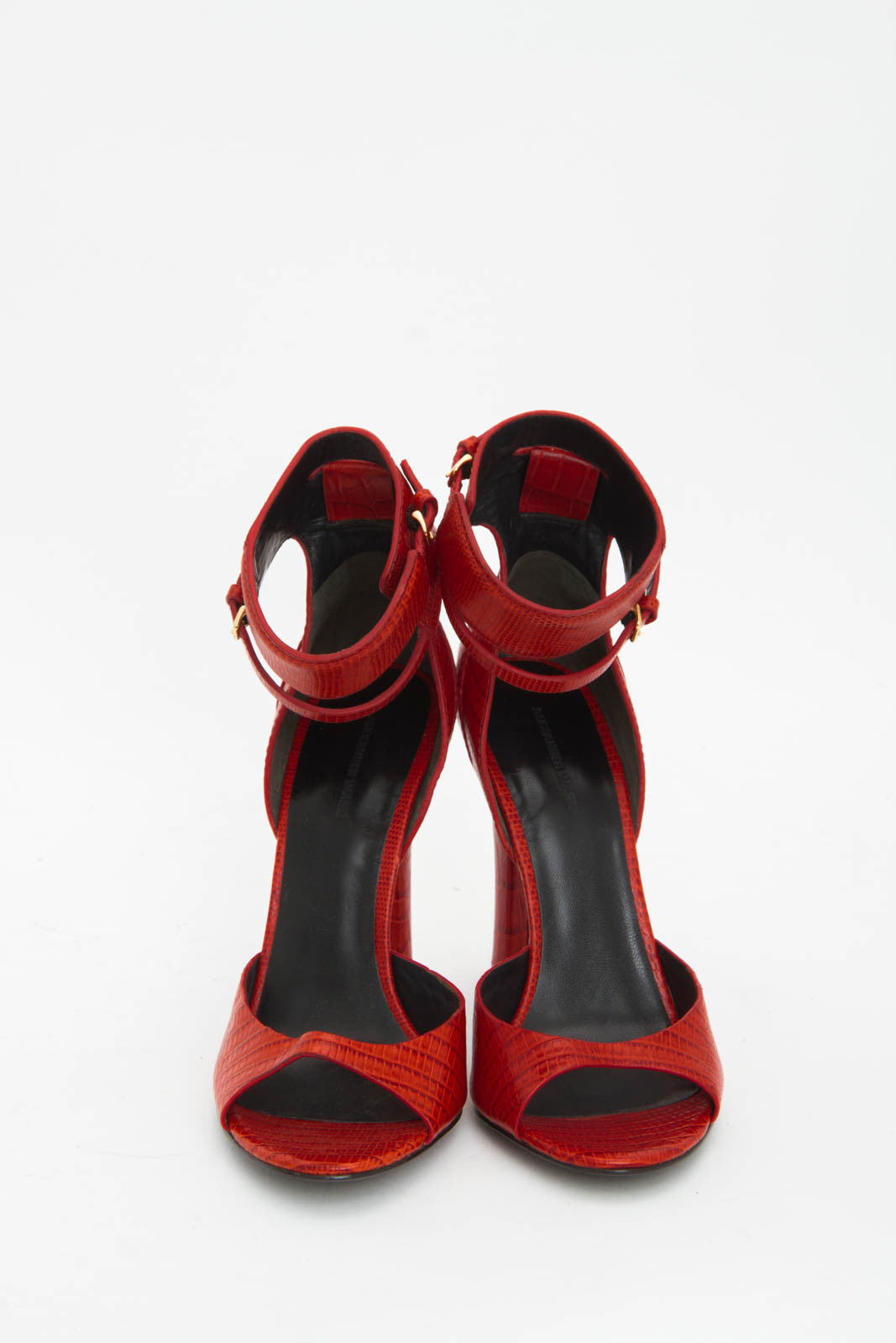 RED CROC EMBOSSED HEELS