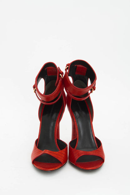 RED CROC EMBOSSED HEELS