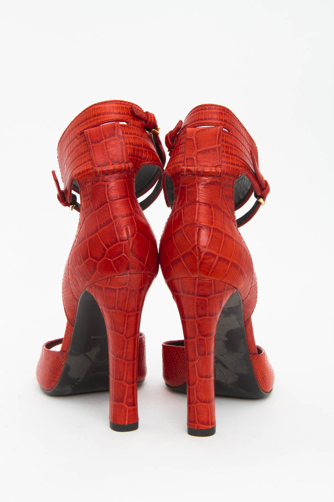 RED CROC EMBOSSED HEELS
