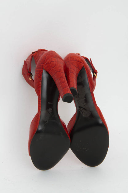 RED CROC EMBOSSED HEELS