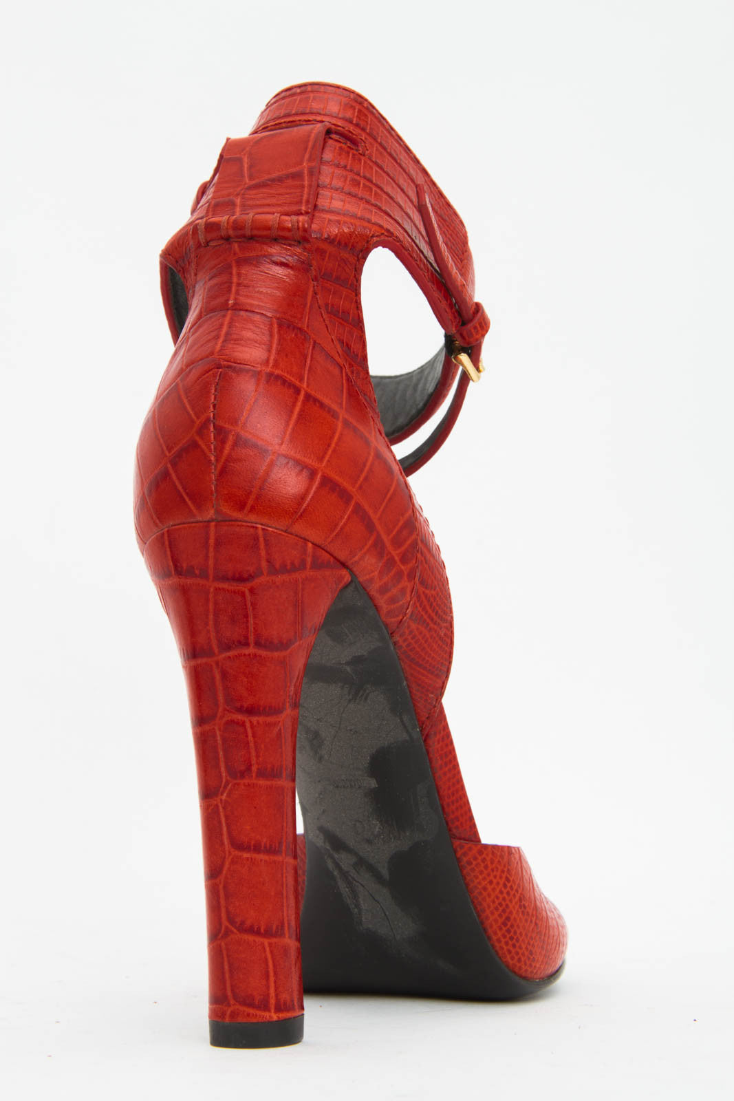 RED CROC EMBOSSED HEELS