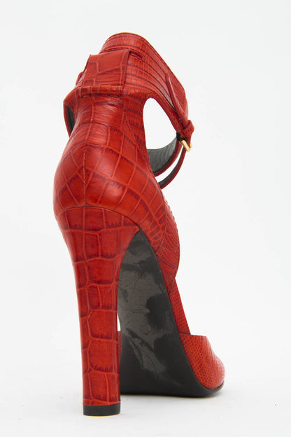 RED CROC EMBOSSED HEELS