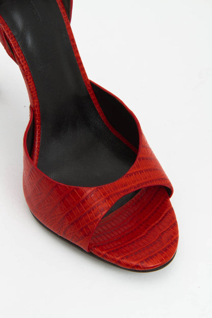 RED CROC EMBOSSED HEELS