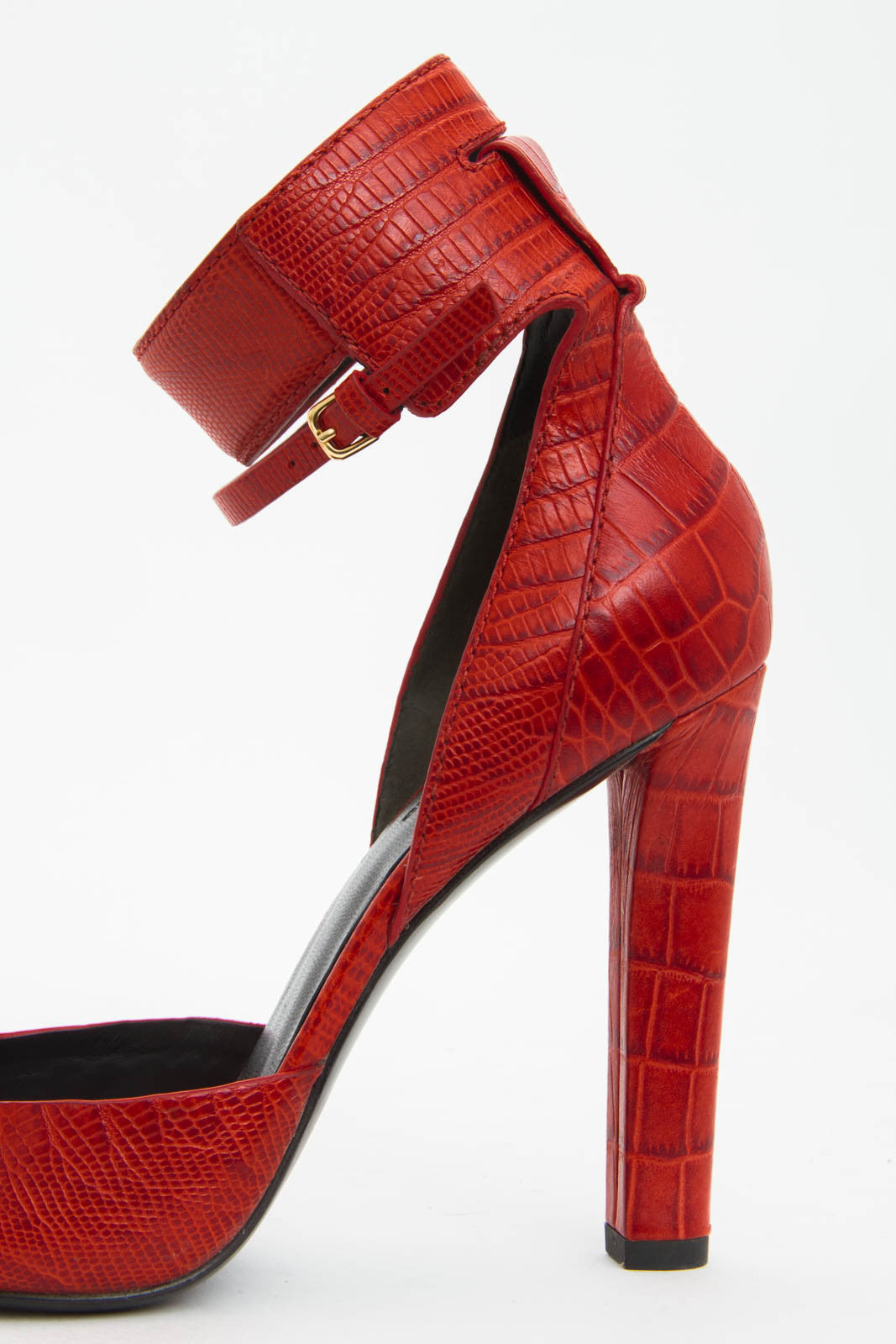 RED CROC EMBOSSED HEELS