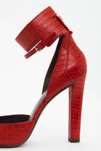 RED CROC EMBOSSED HEELS