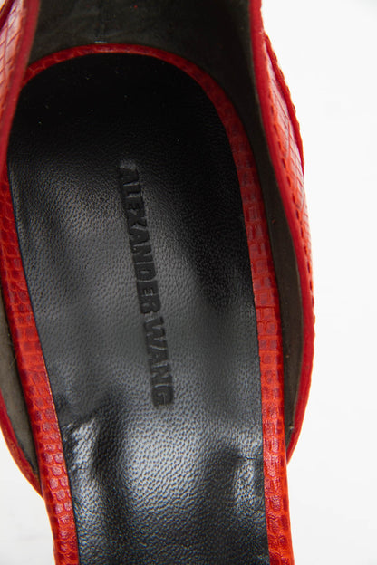 RED CROC EMBOSSED HEELS