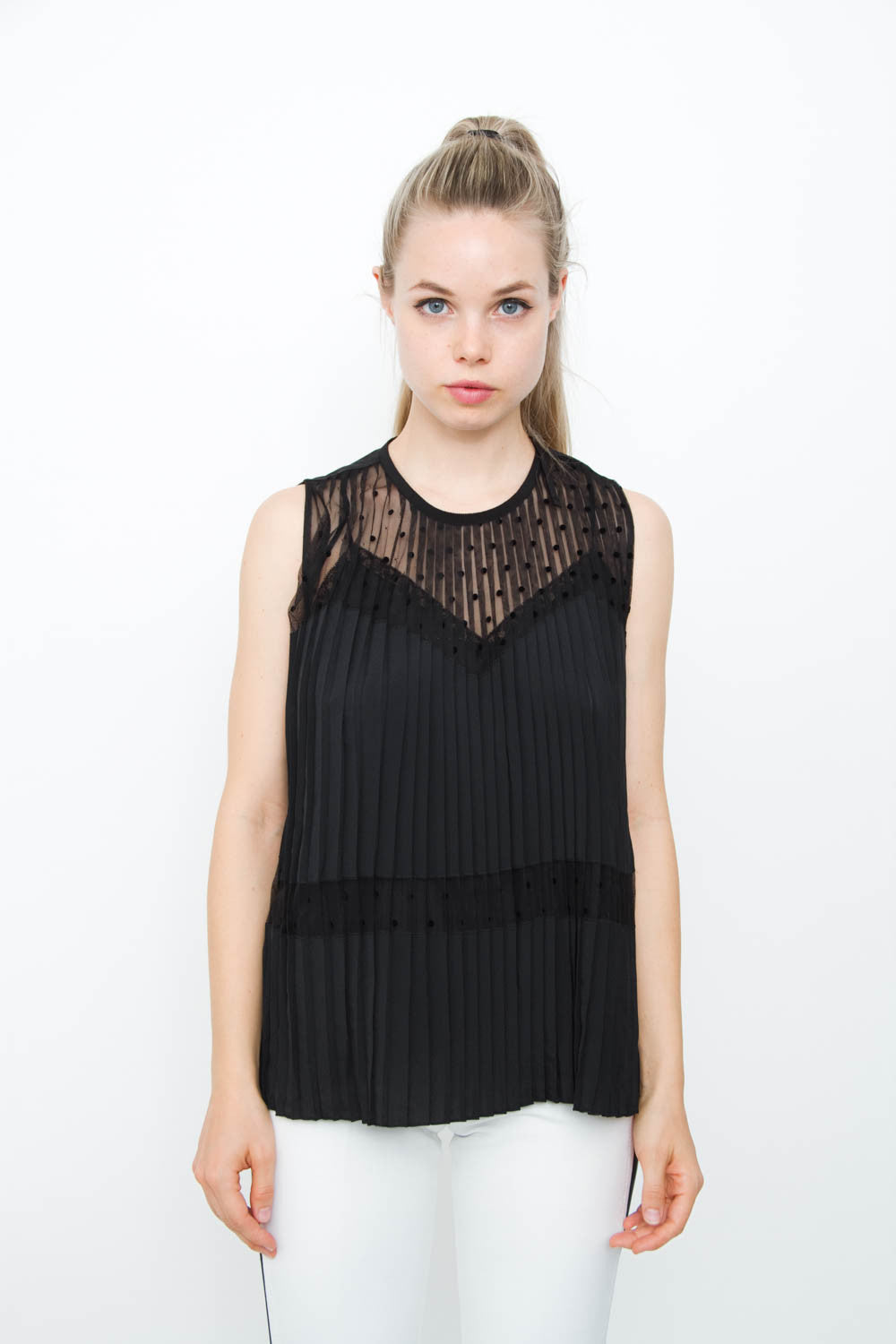 PLEATED SILK TOP