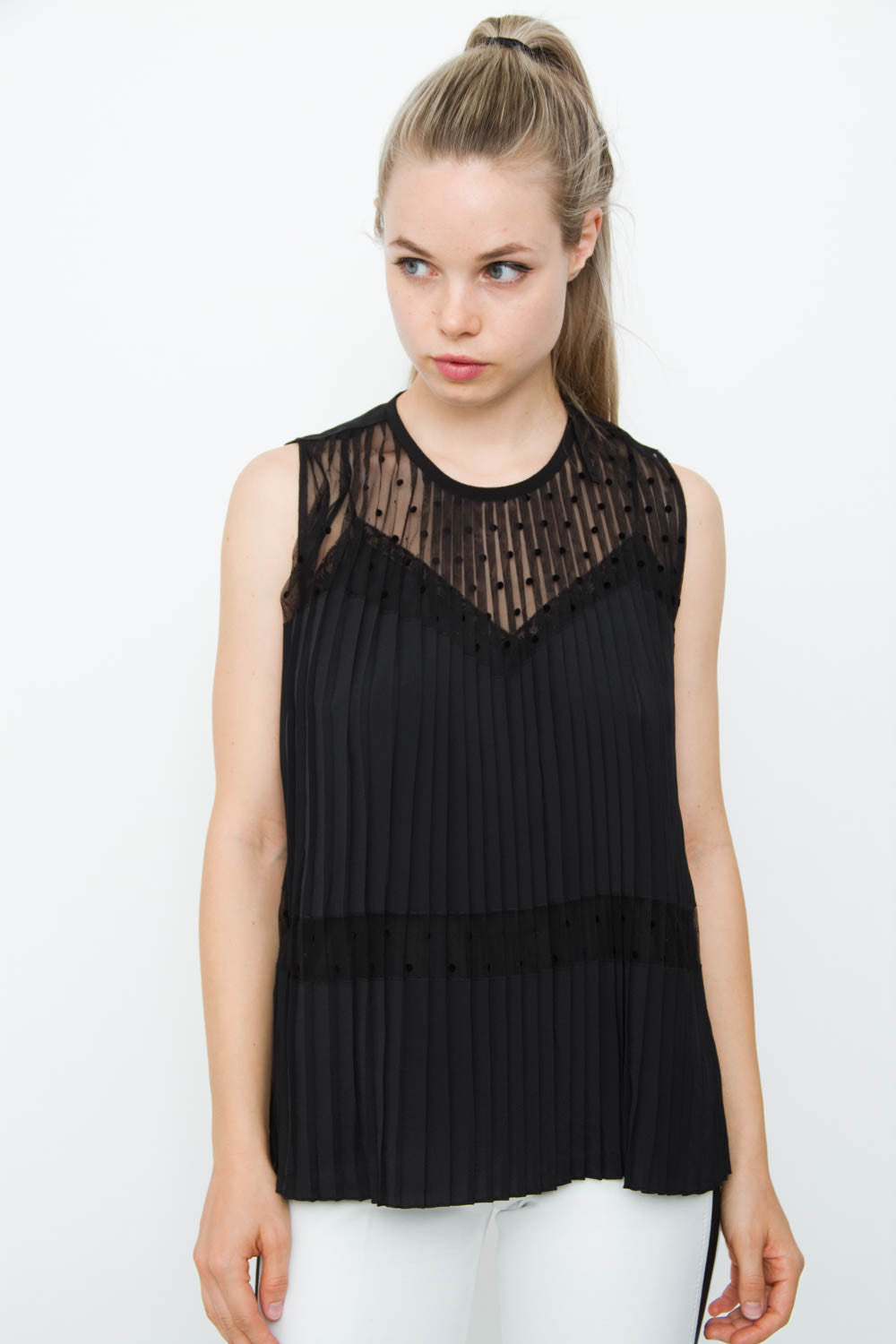 PLEATED SILK TOP