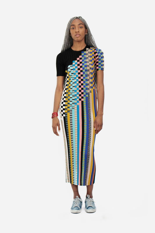 MULTI STRIPE KNIT DRESS