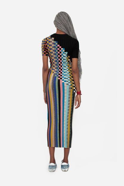 MULTI STRIPE KNIT DRESS