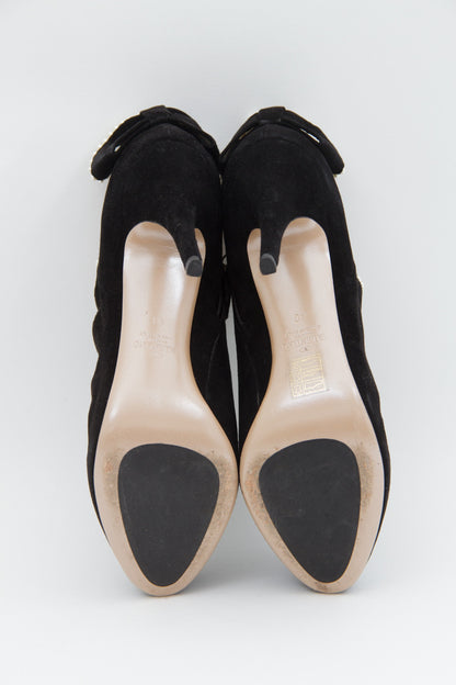 SUEDE PEARL TRIM ANKLE BOOTIES