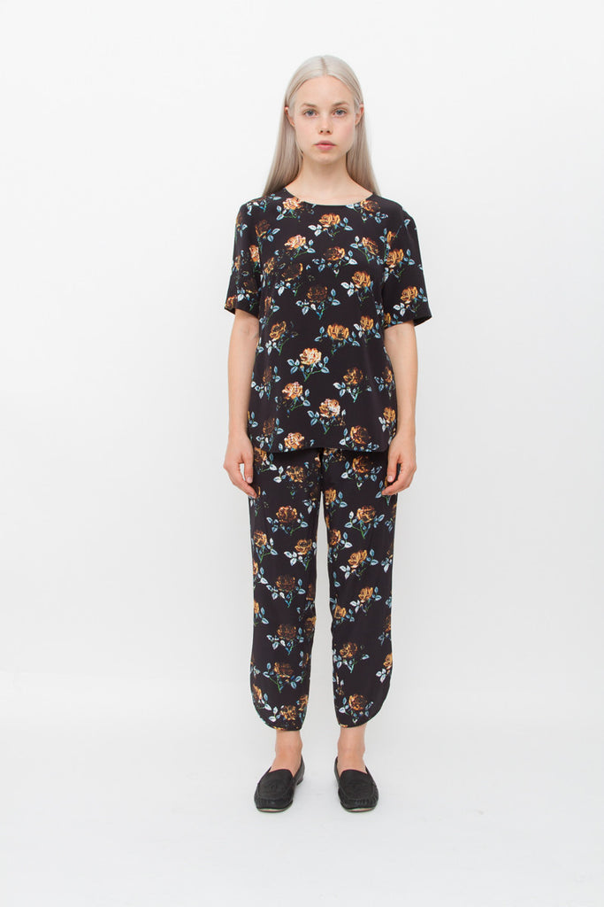 FLORAL SILK PANTS