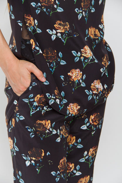 FLORAL SILK PANTS