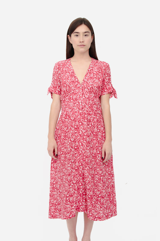 LAURA RED PRINT MIDI DRESS