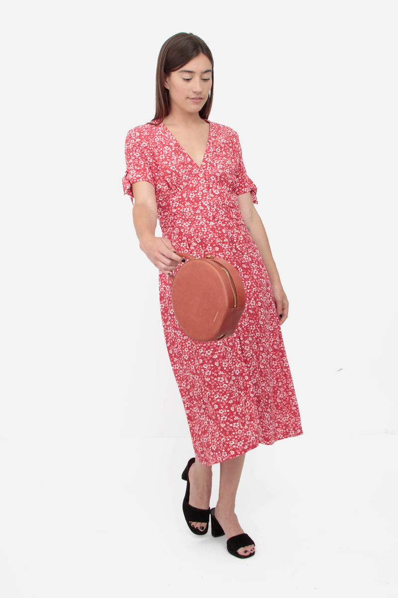 LAURA RED PRINT MIDI DRESS