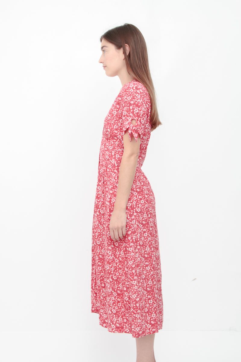 LAURA RED PRINT MIDI DRESS