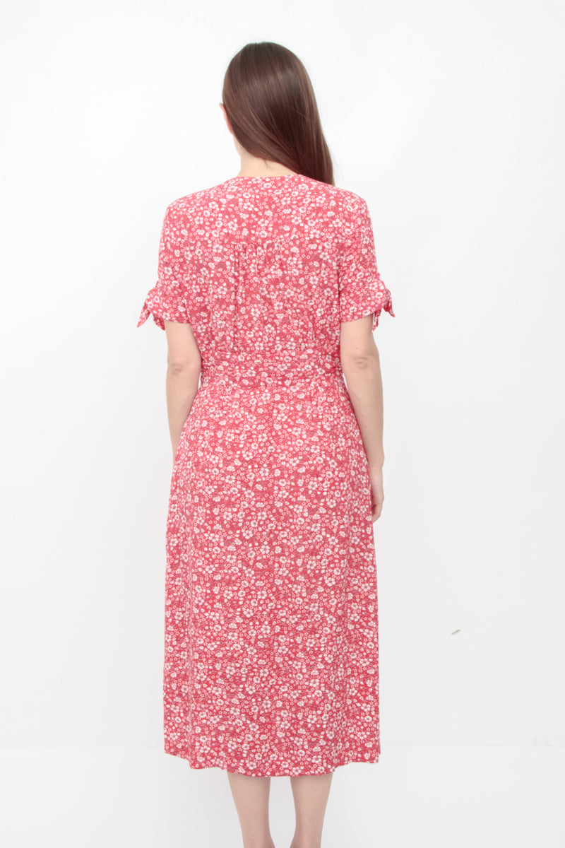 LAURA RED PRINT MIDI DRESS