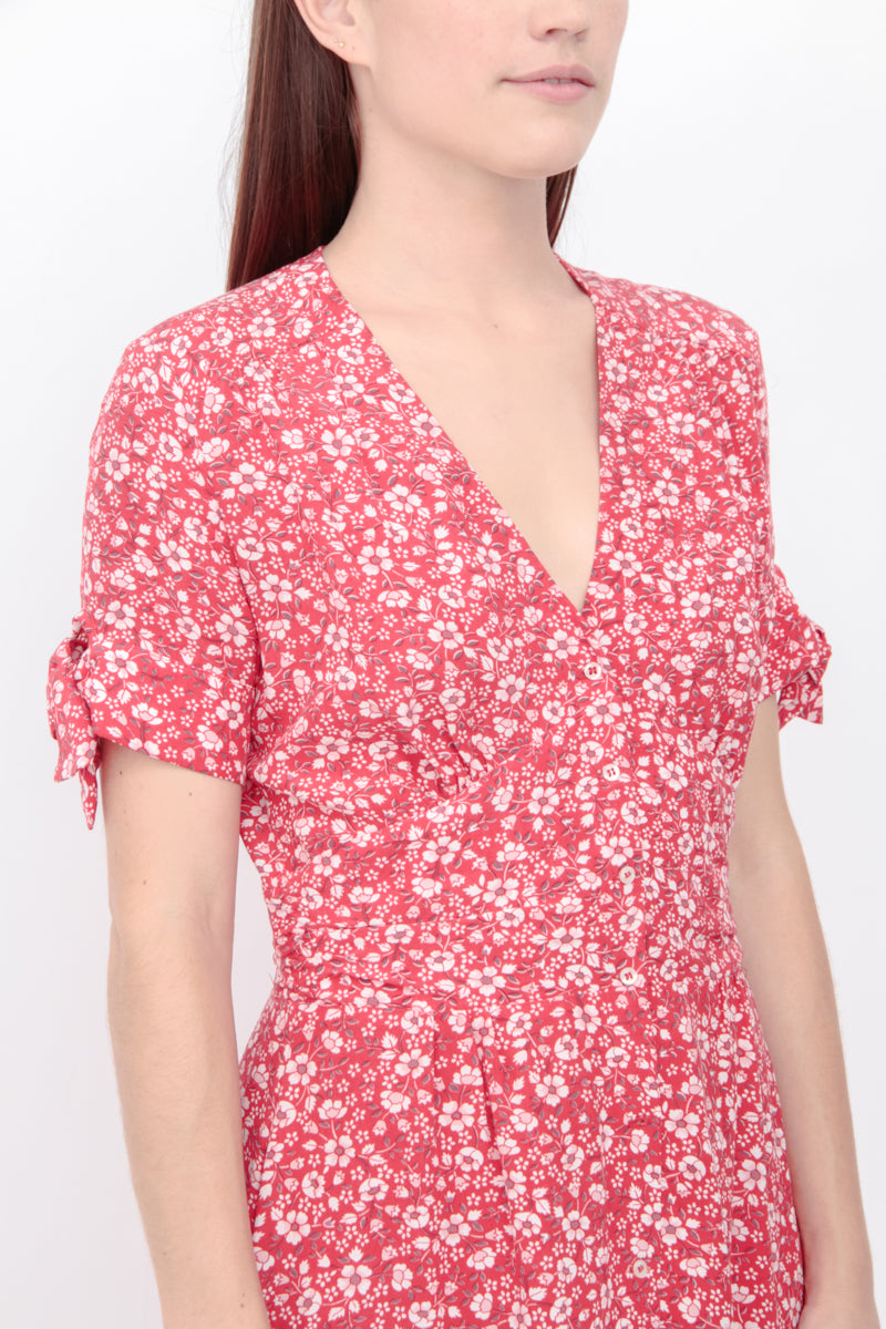 LAURA RED PRINT MIDI DRESS