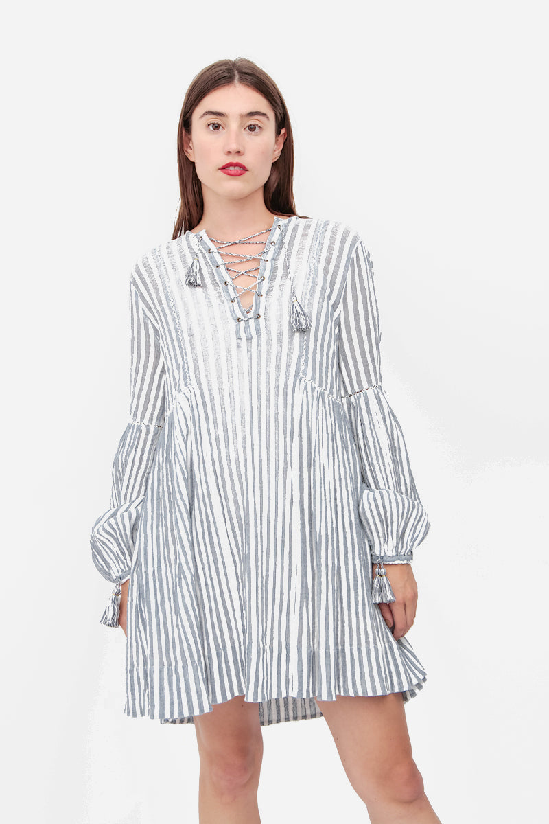 STRIPED GAUZE DRESS