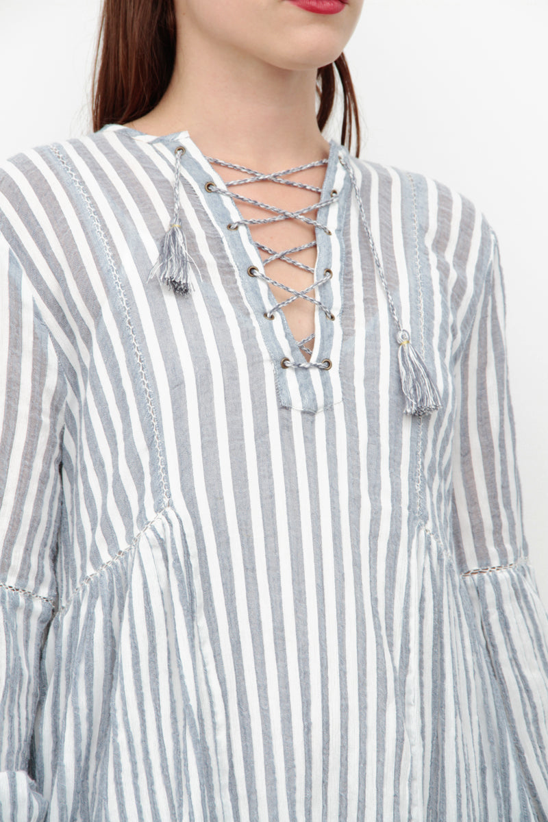 STRIPED GAUZE DRESS