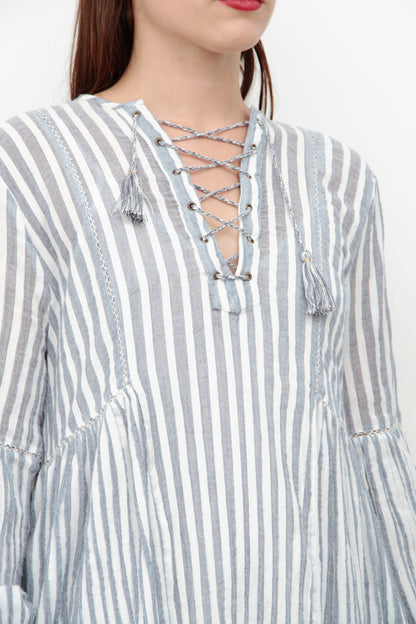 STRIPED GAUZE DRESS