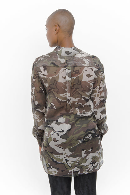 SILK CAMO BLOUSE