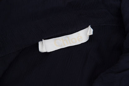 NAVY SILK BLOUSE