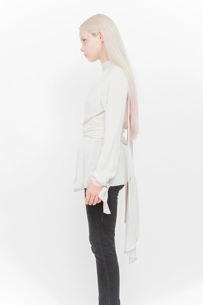 SILK CHIFFON TIE BLOUSE