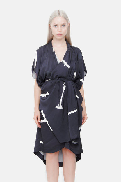 DRAPED SILK DRESS