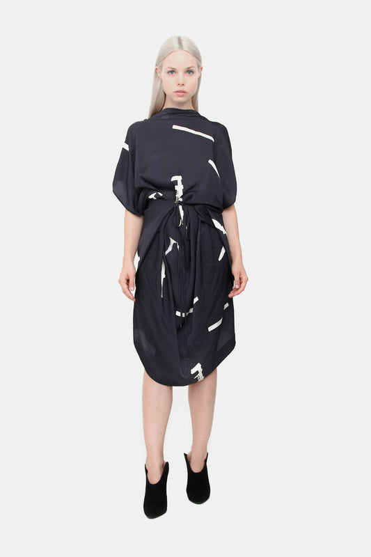 DRAPED SILK DRESS