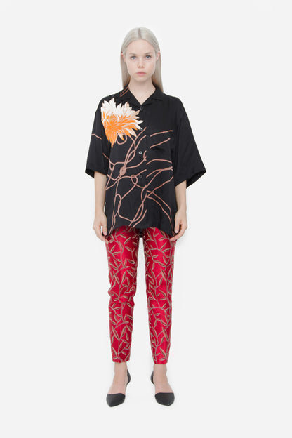 SATIN PRINT TROUSERS
