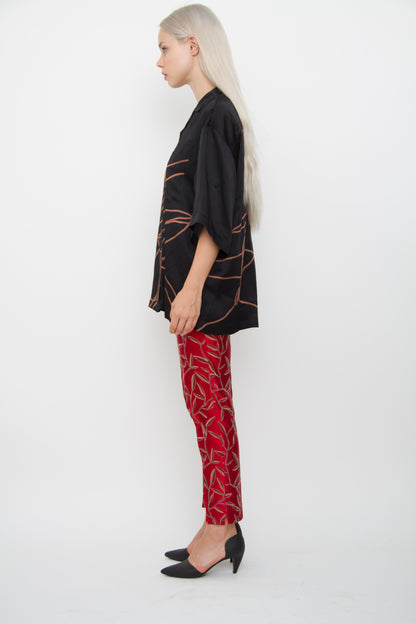SATIN PRINT TROUSERS