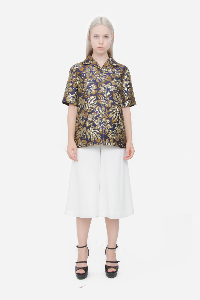METALLIC JACQUARD TOP WITH TAGS